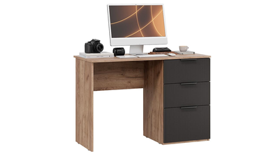 Стол письменный Графит Дуб Крафт Табачный/Холст Вулкан