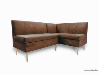 Кухонный Угловой диван "Форум-8Б" Стандартный Велюр, Коричневый, правый