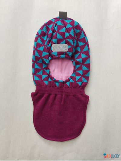 Шапка-шлем "Бантики" 20201-07, цвет бордовый, бирюзовый р. 48-50