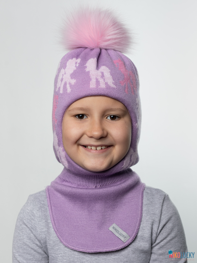Шапка-шлем 23101-03 с утепл., хб подклад, фиалковый,роз. 52-54