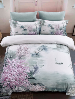 Постельное белье мако-сатин полутороспальное 150x200x1 180x230x1 50x70x2 TIS04-811