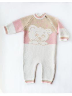 Комбинезон "Мишка" молочный/розовый