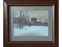 Бурхардт Ф.К Зимний Пейзаж 1902 г. Бумага на картоне, акварель 25,3Х34,7 (1217)