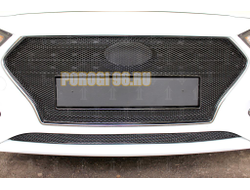 Защита радиатора Hyundai Solaris 2017- black верх без логотипа PREMIUM