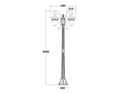 Садово-парковые светильники KRAKOW 1  2L(столб 2 фонаря 204см ;