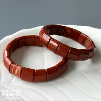 Браслет красная яшма прямоугольные бусины 14,7-15,1х12,7-13,4 мм, цена за штуку