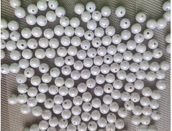 Бусины акриловые белые перламутровые, диаметр 10 мм, вес 500 гр
