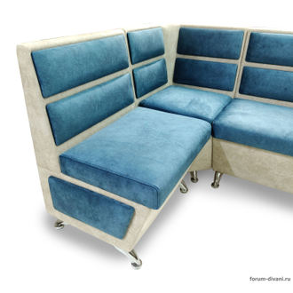Кухонный Угловой диван "ФОРУМ-1МС", Синий/Слоновая кость, Левый