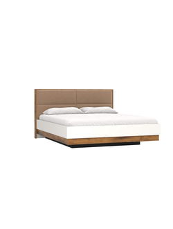 Офелия 08.21 (ш.1600) Кровать двойная (белый/таксония, черный/ткань велюр тенерифе корица) (без основания)