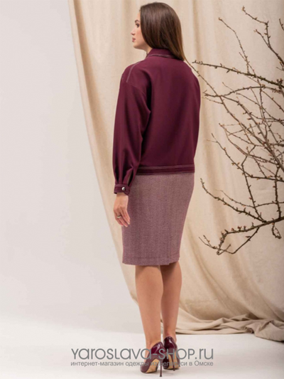 Костюм 2-ка: жакет бордового цвета и юбка