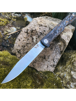 Складной нож Авиационный Single сталь ELMAX, рукоять хаотичный карбон