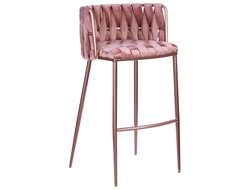 Стул барный DOBRIN EMMA ROSE GOLD, розовый велюр (VF-10)