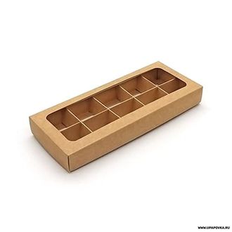 Коробка для конфет Бурый 10 шт (24,5 х 10 х 3 см) Крышка - Дно