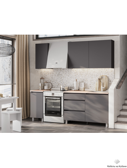 Денвер кухонный гарнитур 1,6 м Графит серый