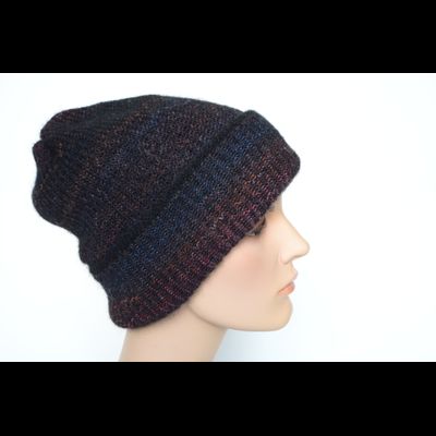 Вязаная шапка с отворотом разноцветная черная Vizio Италия 8009 CRY
