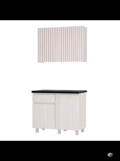 Тренд 1,0 м  Кухонный гарнитур Ясень белый столешница черный мрамор