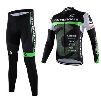 Велокостюм Cannondale, майка, штаны, |L|M|XL|2XL|3XL|, черн.-зел.-бел.