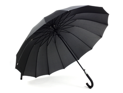 Зонт-трость 16 спицы черный полуавтомат DINIYA (купол 110см)