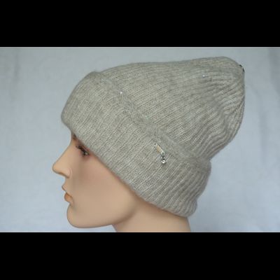 Шапка бежевая зимняя с мелкими пайетками Vizio Италия 6939 фото