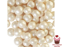 Драже рисовое в шоколадной глазури Жемчуг Белый 12 мм, 50 гр