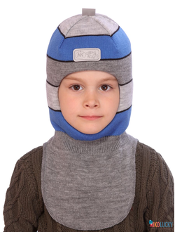 Шапка-шлем 21101-02, цвет ярко-синий, серый р. 48-50