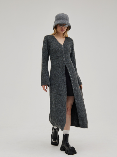 Длинный кардиган вязанный на пуговицах