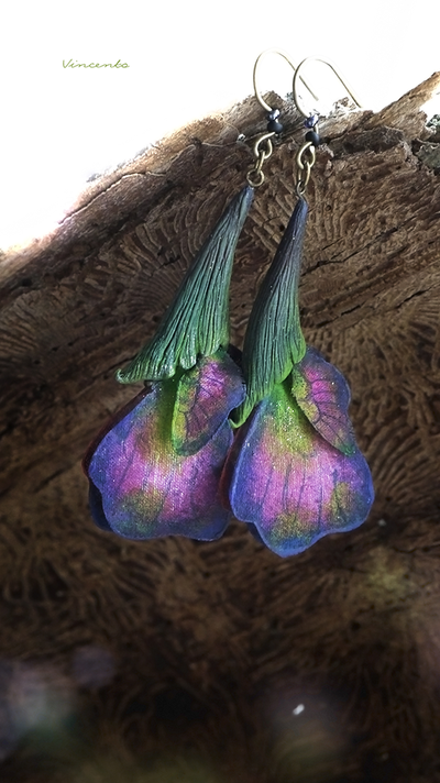 Волшебные серьги "Крылышки Луговых Фей" (необычные серьги в эльфийском стиле)