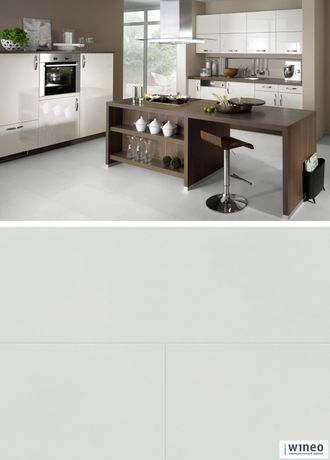 Виниловый пол Wineo 800 Tile XL Solid White DB00102-2, клеевой, среднего формата фото в интерьере
