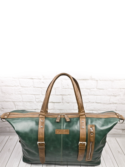 Кожаная дорожная сумка Campora Premium dark green (арт. 
4019-11)