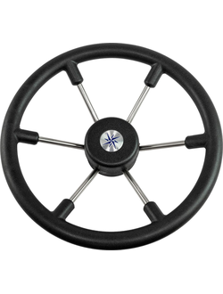 Рулевое колесо LEADER TANEGUM черный обод серебряные спицы д. 360 мм