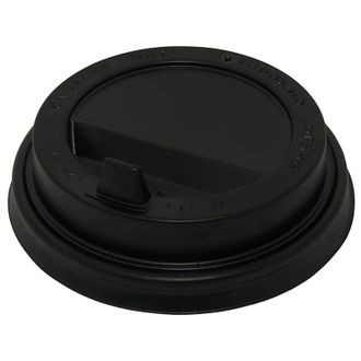 Крышка для стакана D=80мм с клапаном, черная, КОМУС 100 штук в упаковке