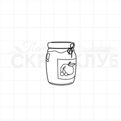 штамп банка с вареньем с этикеткой вишни и яблока