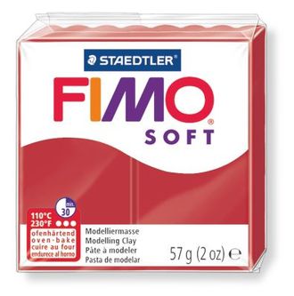 полимерная глина Fimo soft, цвет-christmas red 8020-2Р(рождественский красный), вес-57 гр