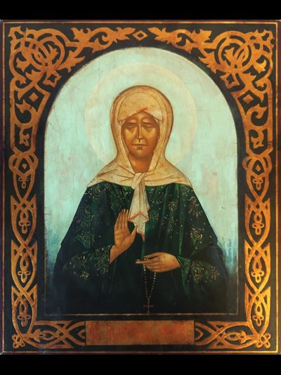 Матрона Московская, святая блаженная, Чудотворица. Рукописная икона.