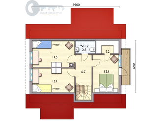 ДЖ-23 ЖИЛОЙ ДОМ: ГАБАРИТНЫЕ РАЗМЕРЫ: (9,9 Х 7,8М) 1,5 ЭТАЖА, ОБЩАЯ ПЛОЩАДЬ: 136М²