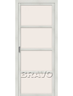 Межкомнатная дверь-купе с Эко шпоном Твигги V4 Bianco Veralinga