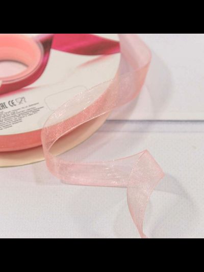 Лента органза 15мм (персиковая), 91,4м