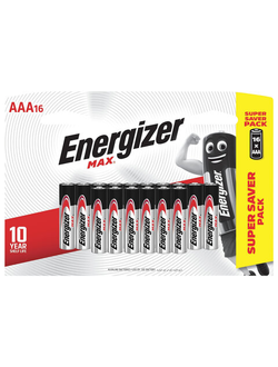 Батарейки КОМПЛЕКТ 16 шт., ENERGIZER Max, AAA (LR03,24А), алкалиновые, мизинчиковые, E301433301