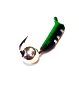 Мормышка вольфрамовая Столбик чёрн шар сереб лату вес.0.43gr.12mm. d-2.0mm,