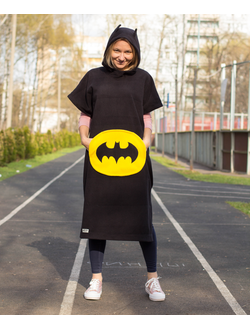 оригинальная удлиненная толстовка бэтмен с капюшоном без рукавов