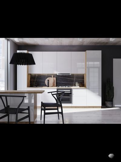 Эстетик модульная кухня с фасадами из пластика/акрилита разные цвета