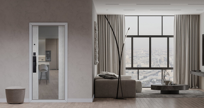 Стальная дверь   Дуэт Б с зеркалом (биометрический замок Smart lock К06)