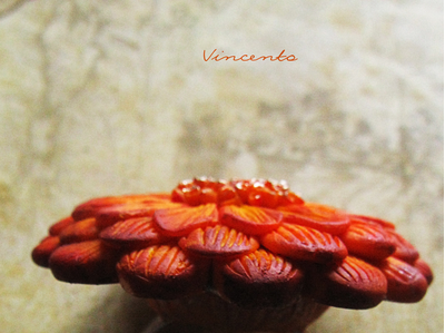 Необычное кольцо-цветок "Мандариновая Календула". Кольцо-календула