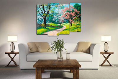 Модульная картина "Светлая тропинка. Сакура"