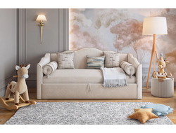 Кровать мягкая ЛЕЯ с подъемным механизмом (Софа) крем/латте