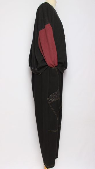 Джинсы "Яркие строчки карманы" черные р.48-54