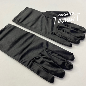 Перчатки атласные (короткие), цв. Черный, ST-01/39