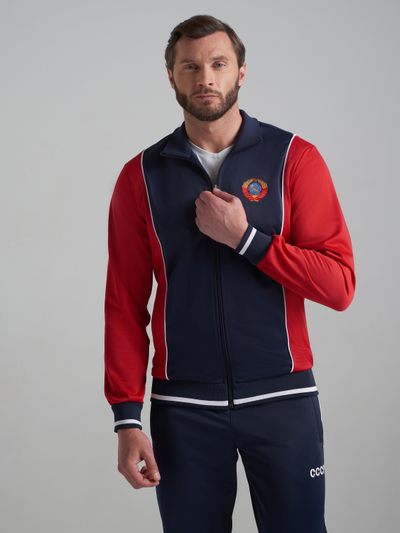 Спортивный костюм мужской с символикой  СССР 10SKM-1575 темно-синий.