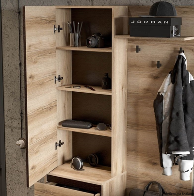 Берген вешалка с зеркалом прихожая Дуб делано/Венге