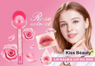 Двойной блеск для губ Kiss BEAUTY ROSE EXTRACT LIP BALM &amp; Lip OIL DUO